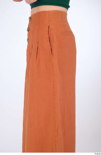 Zolzaya casual dressed orange wide leg trousers thigh 0003.jpg